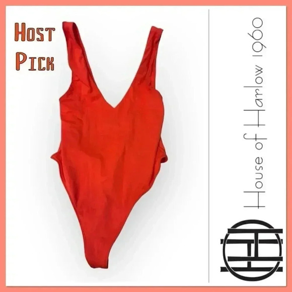 🔥Host Pick 🔥House of Harlow 1960 Orange  One Piece Swimsuit size large - Picture 1 of 7